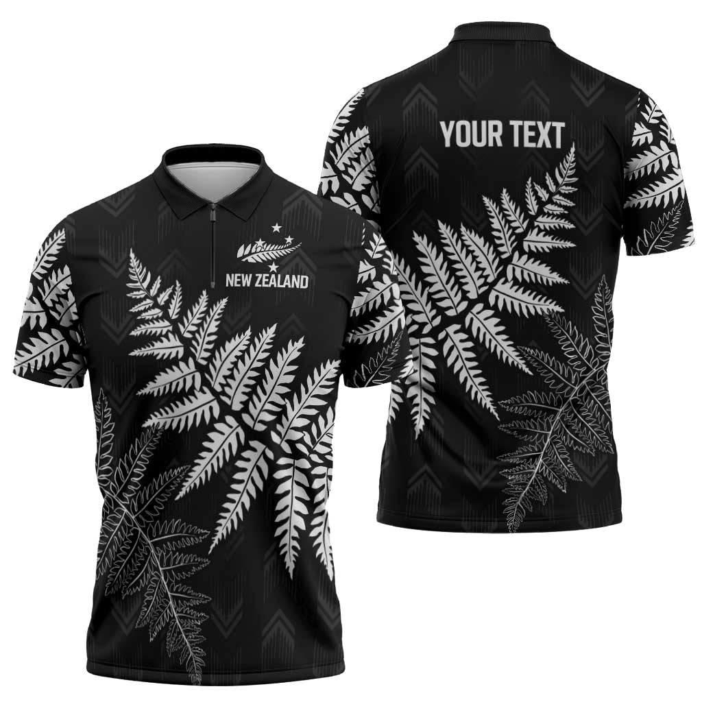 New Zealand Lawn Bowls Personalized Zipper Polo Shirt Wrap-Around Silver Fern - Polynesian Pride