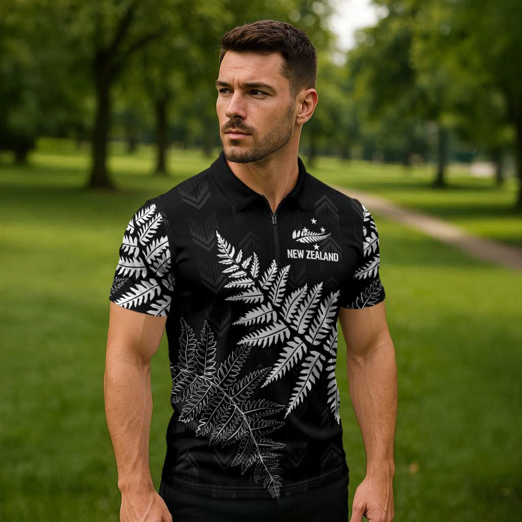 New Zealand Lawn Bowls Personalized Zipper Polo Shirt Wrap-Around Silver Fern - Polynesian Pride