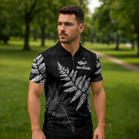 New Zealand Lawn Bowls Personalized Zipper Polo Shirt Wrap-Around Silver Fern - Polynesian Pride