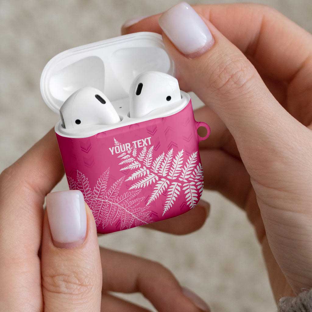 New Zealand Lawn Bowls Breast Cancer Personalized AirPods Case Wrap-Around Silver Fern - Polynesian Pride