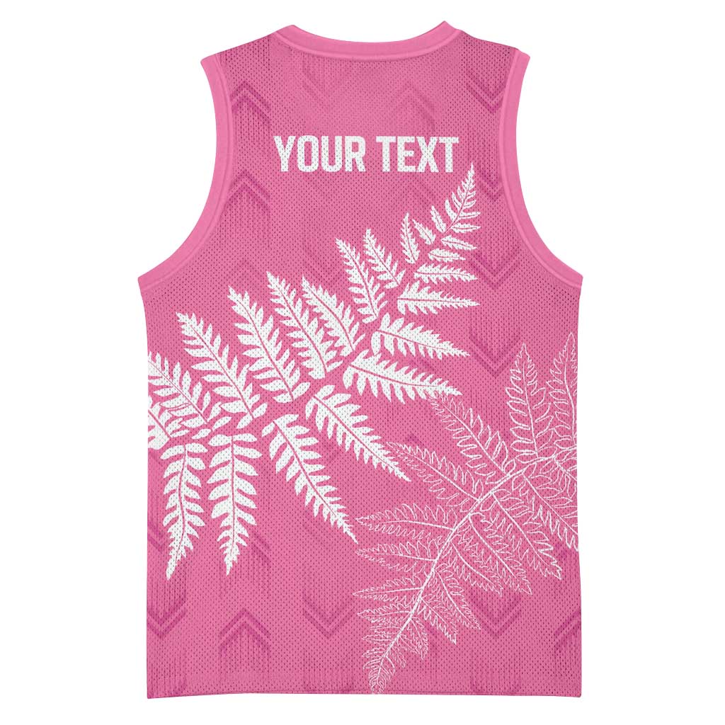 New Zealand Lawn Bowls Breast Cancer Personalized Basketball Jersey Wrap-Around Silver Fern LT7 - Polynesian Pride