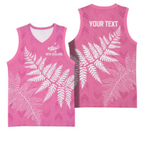 New Zealand Lawn Bowls Breast Cancer Personalized Basketball Jersey Wrap-Around Silver Fern LT7 - Polynesian Pride