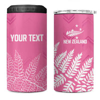 New Zealand Lawn Bowls Breast Cancer Personalized 4 in 1 Can Cooler Tumbler Wrap-Around Silver Fern LT7 One Size: 16 oz Pink - Polynesian Pride
