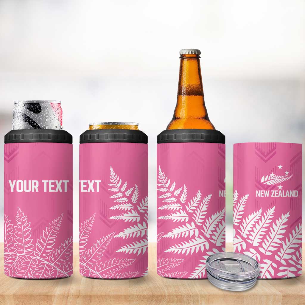 New Zealand Lawn Bowls Breast Cancer Personalized 4 in 1 Can Cooler Tumbler Wrap-Around Silver Fern LT7 - Polynesian Pride