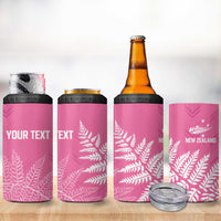 New Zealand Lawn Bowls Breast Cancer Personalized 4 in 1 Can Cooler Tumbler Wrap-Around Silver Fern LT7 - Polynesian Pride