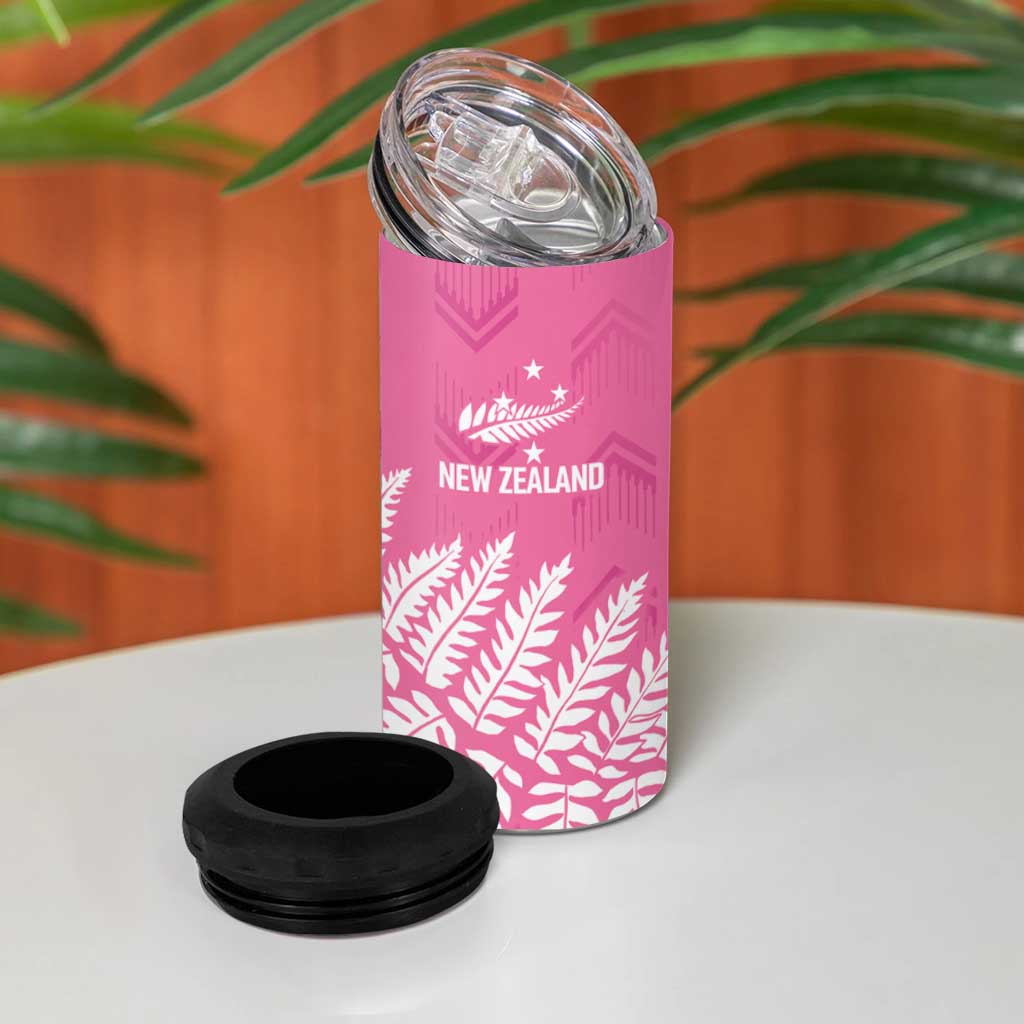 New Zealand Lawn Bowls Breast Cancer Personalized 4 in 1 Can Cooler Tumbler Wrap-Around Silver Fern LT7 - Polynesian Pride