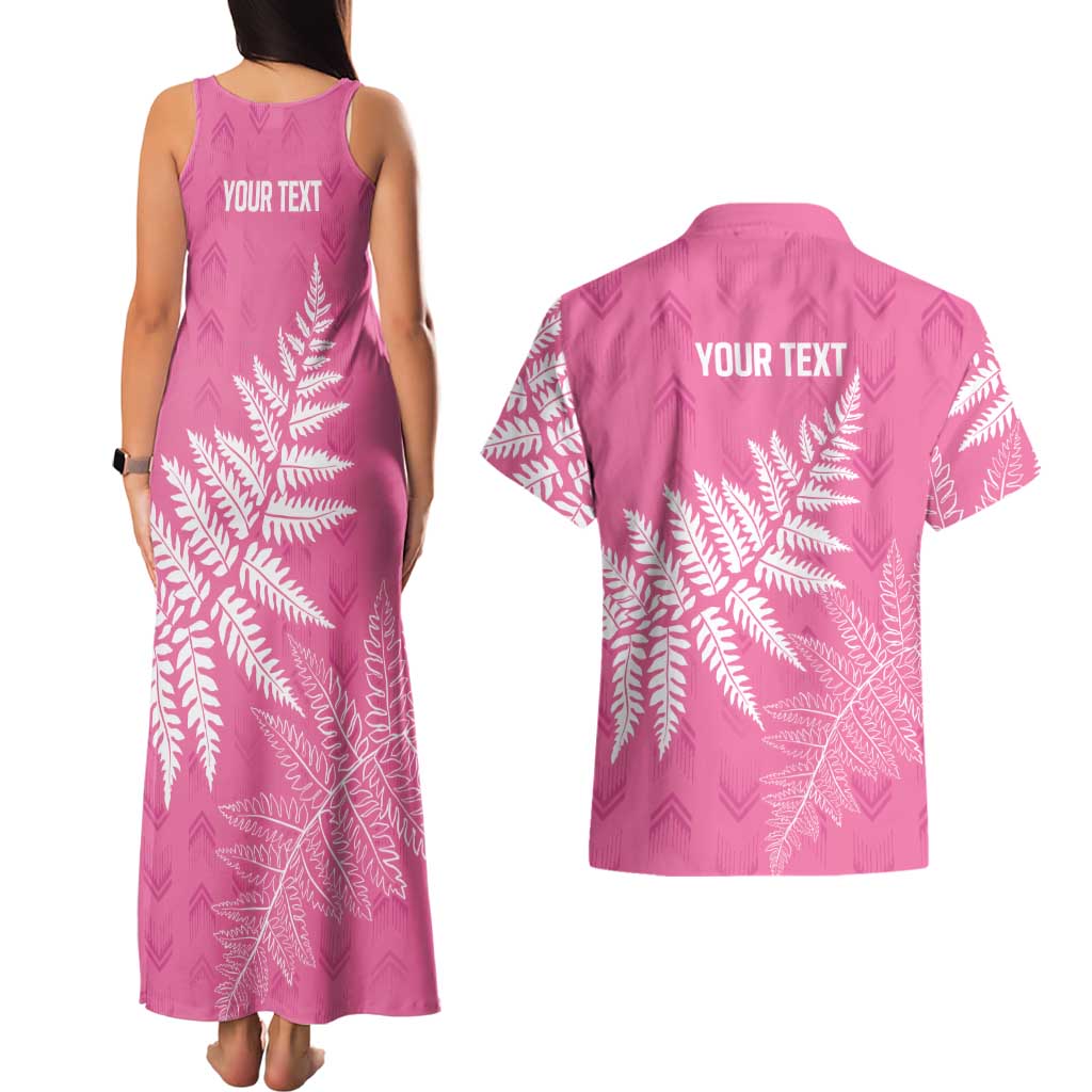 New Zealand Lawn Bowls Breast Cancer Personalized Couples Matching Tank Maxi Dress and Hawaiian Shirt Wrap-Around Silver Fern LT7 - Polynesian Pride