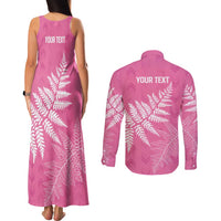 New Zealand Lawn Bowls Breast Cancer Personalized Couples Matching Tank Maxi Dress and Long Sleeve Button Shirt Wrap-Around Silver Fern LT7 - Polynesian Pride