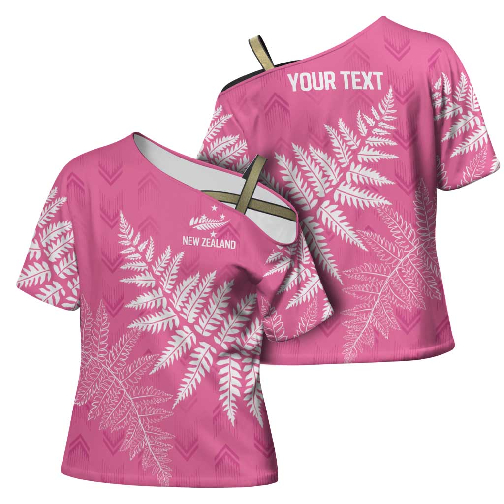 New Zealand Lawn Bowls Breast Cancer Personalized Cross Shoulder Shirt Wrap-Around Silver Fern LT7 - Polynesian Pride