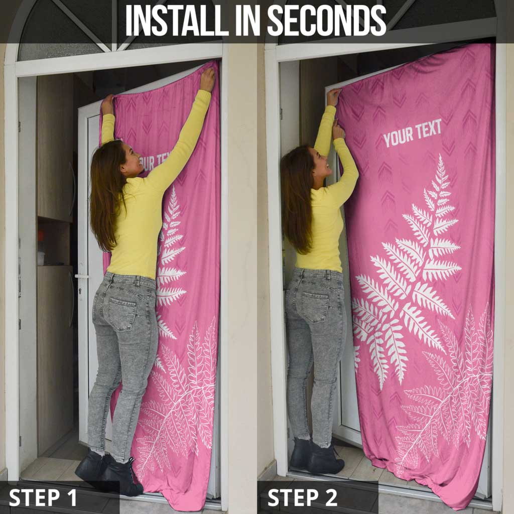 New Zealand Lawn Bowls Breast Cancer Personalized Door Cover Wrap-Around Silver Fern LT7 - Polynesian Pride