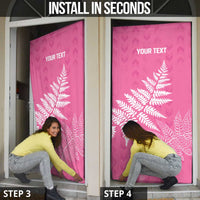 New Zealand Lawn Bowls Breast Cancer Personalized Door Cover Wrap-Around Silver Fern LT7 - Polynesian Pride