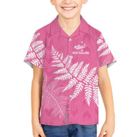 New Zealand Lawn Bowls Breast Cancer Personalized Family Matching Mermaid Dress and Hawaiian Shirt Wrap-Around Silver Fern LT7 Son's Shirt Pink - Polynesian Pride