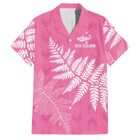 New Zealand Lawn Bowls Breast Cancer Personalized Family Matching Off Shoulder Maxi Dress and Hawaiian Shirt Wrap-Around Silver Fern LT7 Dad's Shirt - Short Sleeve Pink - Polynesian Pride