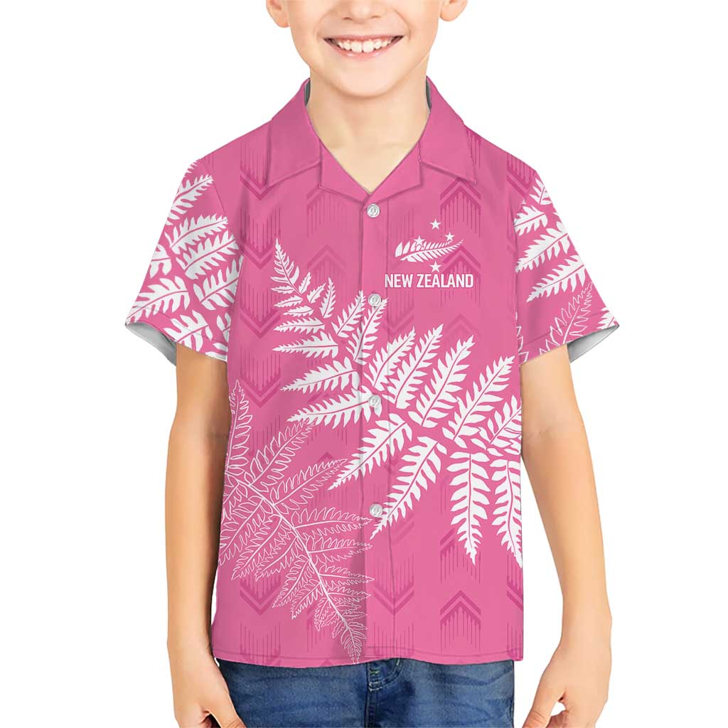 New Zealand Lawn Bowls Breast Cancer Personalized Family Matching Off Shoulder Maxi Dress and Hawaiian Shirt Wrap-Around Silver Fern LT7 Son's Shirt Pink - Polynesian Pride