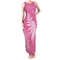 New Zealand Lawn Bowls Breast Cancer Personalized Family Matching Tank Maxi Dress and Hawaiian Shirt Wrap-Around Silver Fern LT7 Mom's Dress Pink - Polynesian Pride