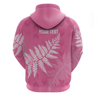 New Zealand Lawn Bowls Breast Cancer Personalized Hoodie Wrap-Around Silver Fern LT7 - Polynesian Pride