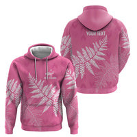 New Zealand Lawn Bowls Breast Cancer Personalized Hoodie Wrap-Around Silver Fern LT7 - Polynesian Pride