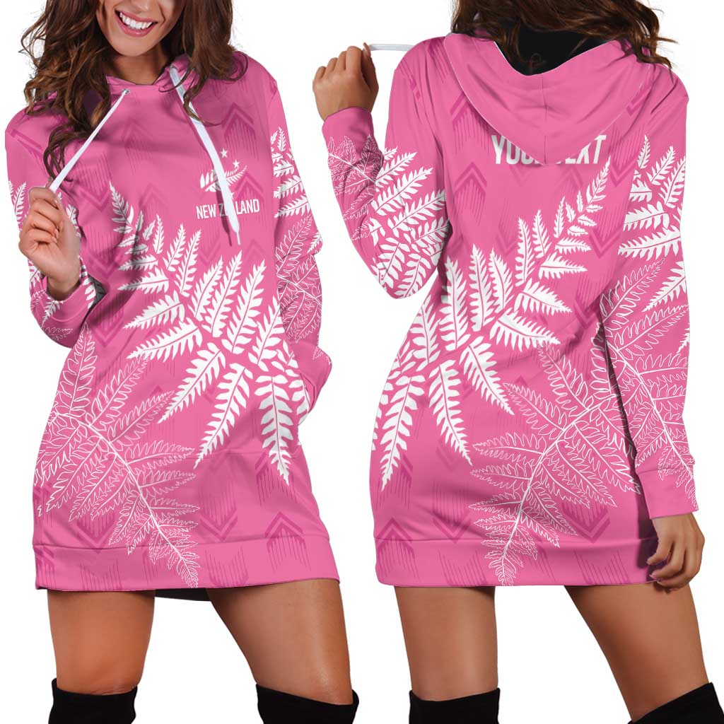 New Zealand Lawn Bowls Breast Cancer Personalized Hoodie Dress Wrap-Around Silver Fern LT7 - Polynesian Pride