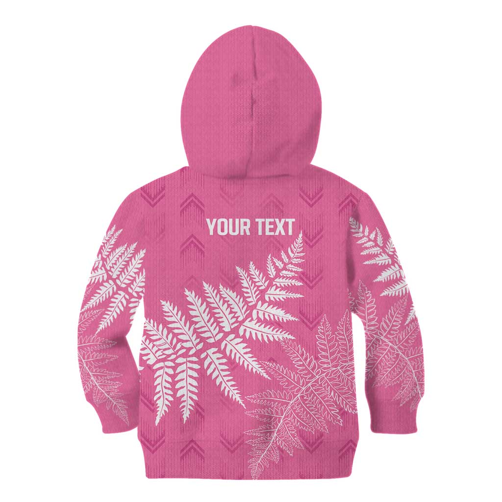 New Zealand Lawn Bowls Breast Cancer Personalized Kid Hoodie Wrap-Around Silver Fern - Polynesian Pride