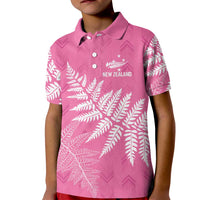 New Zealand Lawn Bowls Breast Cancer Personalized Kid Polo Shirt Wrap-Around Silver Fern LT7 Kid Pink - Polynesian Pride