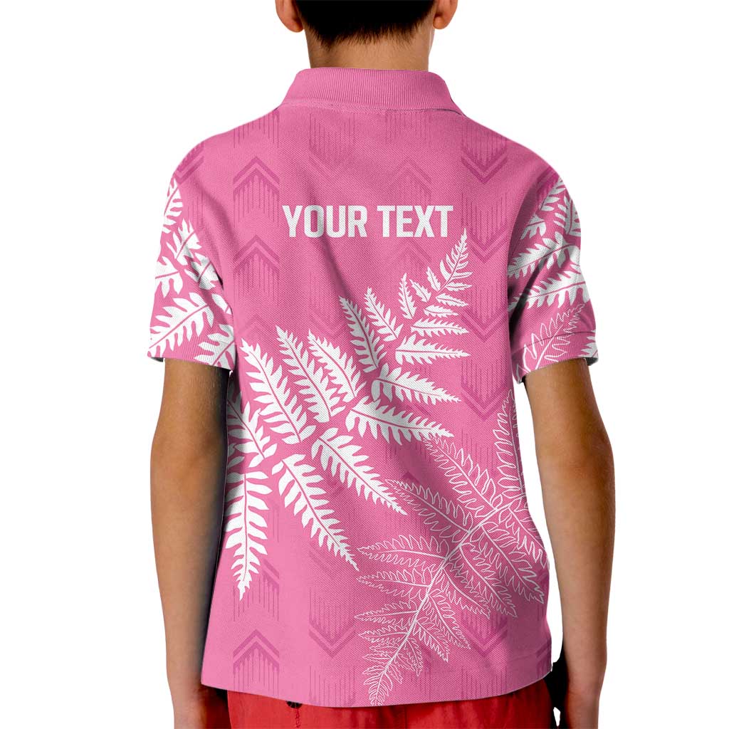 New Zealand Lawn Bowls Breast Cancer Personalized Kid Polo Shirt Wrap-Around Silver Fern LT7 - Polynesian Pride
