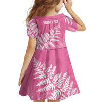 New Zealand Lawn Bowls Breast Cancer Personalized Kid Short Sleeve Dress Wrap-Around Silver Fern LT7 - Polynesian Pride