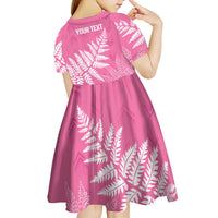 New Zealand Lawn Bowls Breast Cancer Personalized Kid Short Sleeve Dress Wrap-Around Silver Fern LT7 - Polynesian Pride