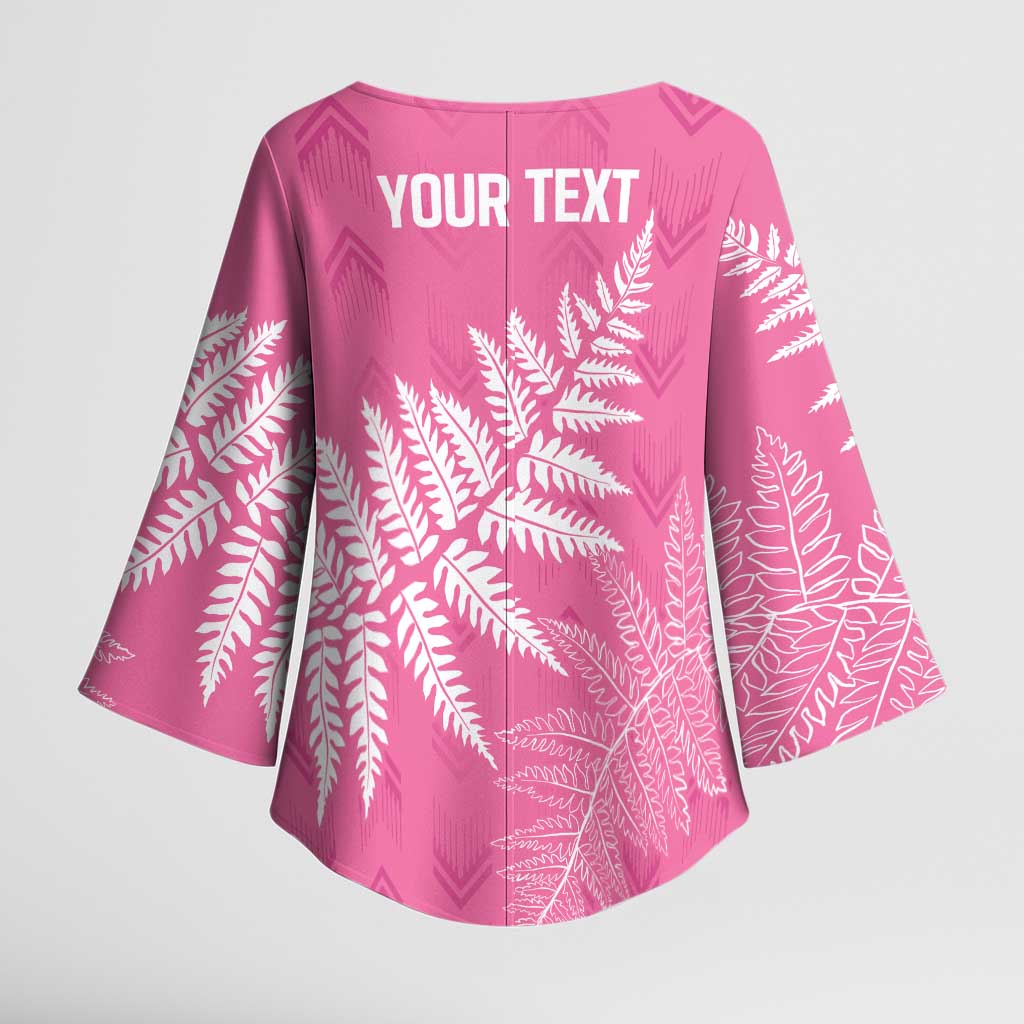New Zealand Lawn Bowls Breast Cancer Personalized Kimono Sleeve Blouse Wrap-Around Silver Fern LT7 - Polynesian Pride