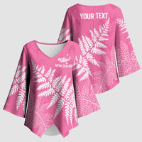 New Zealand Lawn Bowls Breast Cancer Personalized Kimono Sleeve Blouse Wrap-Around Silver Fern LT7 - Polynesian Pride