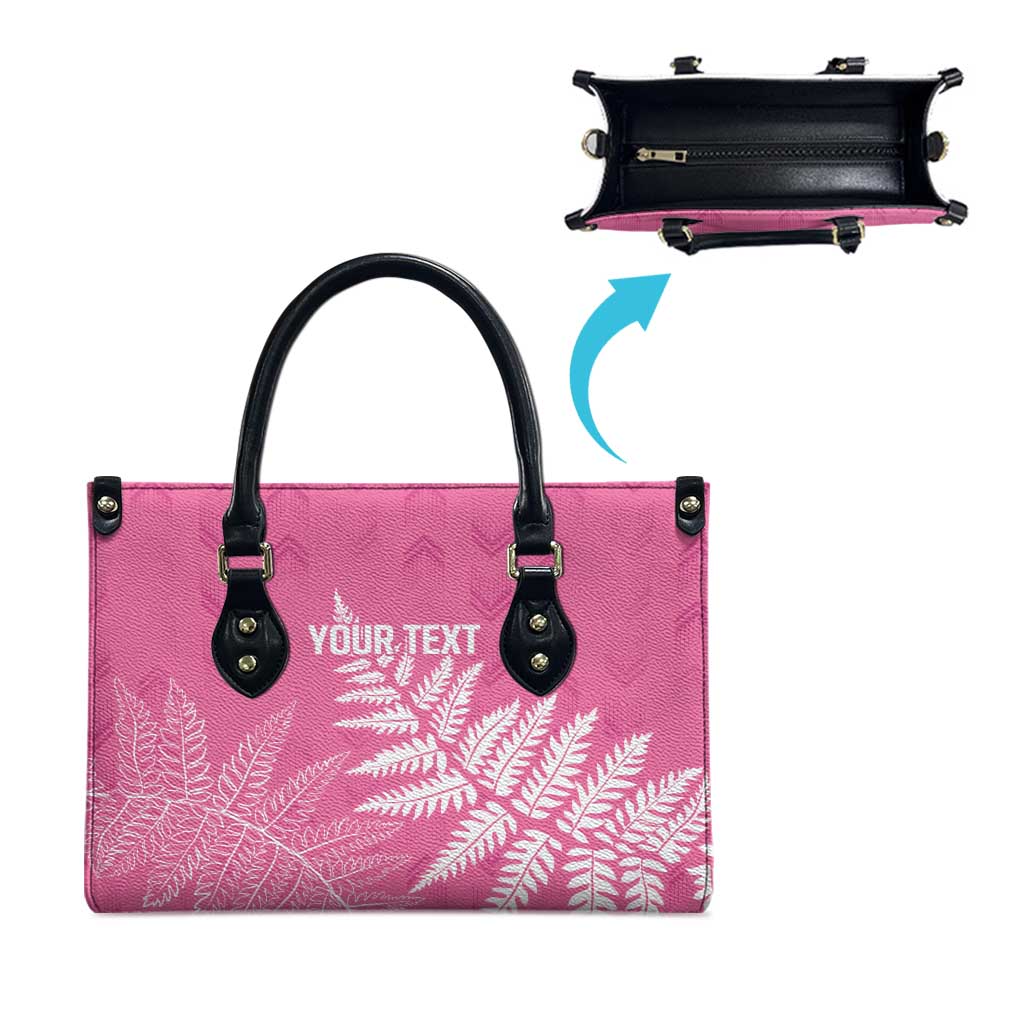New Zealand Lawn Bowls Breast Cancer Personalized Leather Bag Wrap-Around Silver Fern - Polynesian Pride