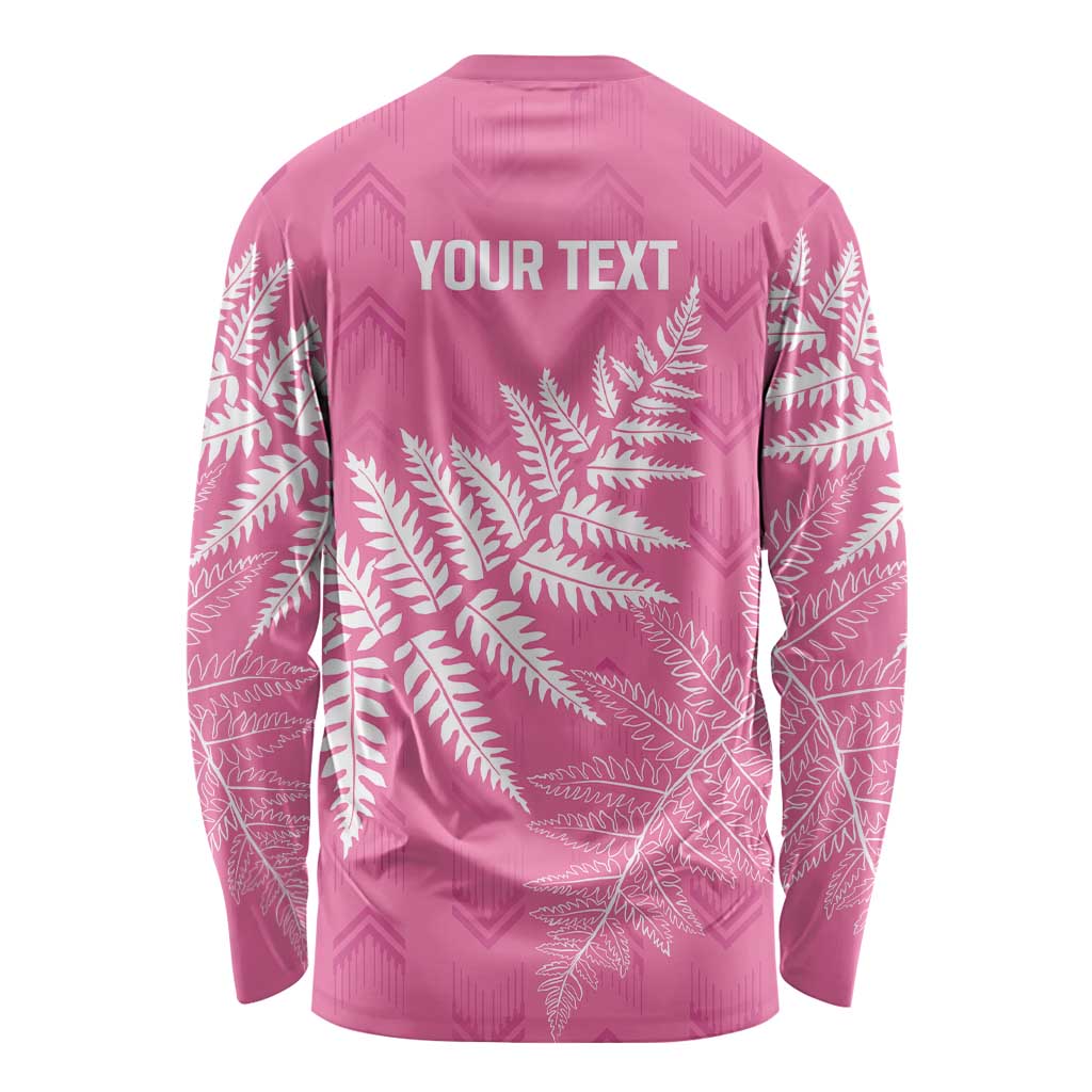 New Zealand Lawn Bowls Breast Cancer Personalized Long Sleeve Shirt Wrap-Around Silver Fern LT7 - Polynesian Pride