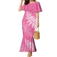 New Zealand Lawn Bowls Breast Cancer Personalized Mermaid Dress Wrap-Around Silver Fern LT7 Women Pink - Polynesian Pride
