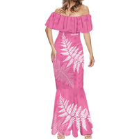 New Zealand Lawn Bowls Breast Cancer Personalized Mermaid Dress Wrap-Around Silver Fern LT7 - Polynesian Pride
