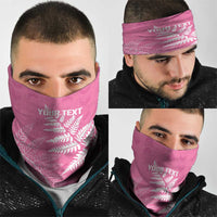 New Zealand Lawn Bowls Breast Cancer Personalized Neck Gaiter Wrap-Around Silver Fern - Polynesian Pride