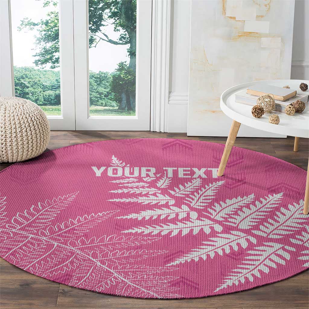 New Zealand Lawn Bowls Breast Cancer Personalized Round Carpet Wrap-Around Silver Fern - Polynesian Pride