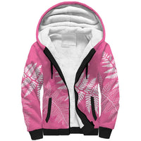 New Zealand Lawn Bowls Breast Cancer Personalized Sherpa Hoodie Wrap-Around Silver Fern LT7 Unisex Pink - Polynesian Pride