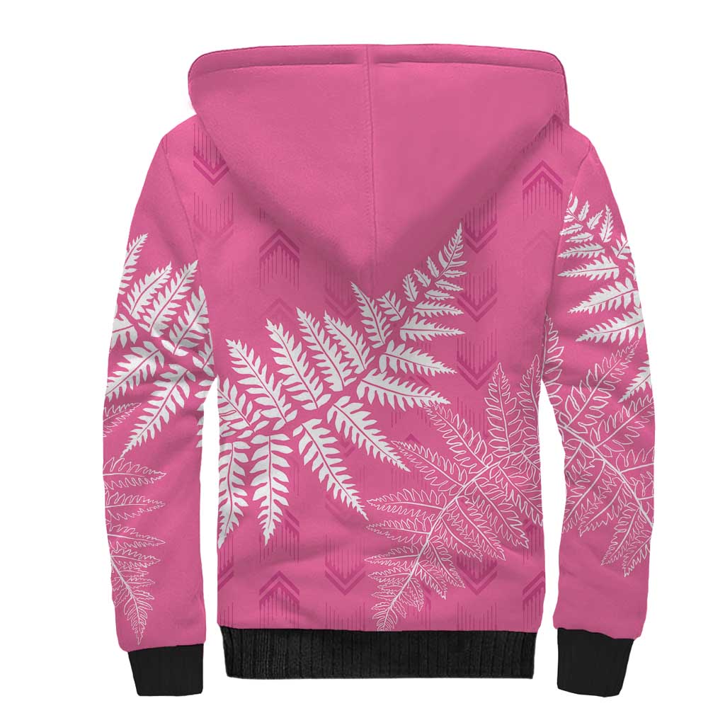 New Zealand Lawn Bowls Breast Cancer Personalized Sherpa Hoodie Wrap-Around Silver Fern LT7 - Polynesian Pride