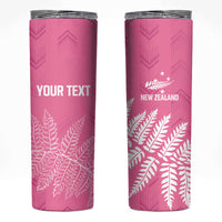 New Zealand Lawn Bowls Breast Cancer Personalized Skinny Tumbler Wrap-Around Silver Fern LT7 Pink - Polynesian Pride
