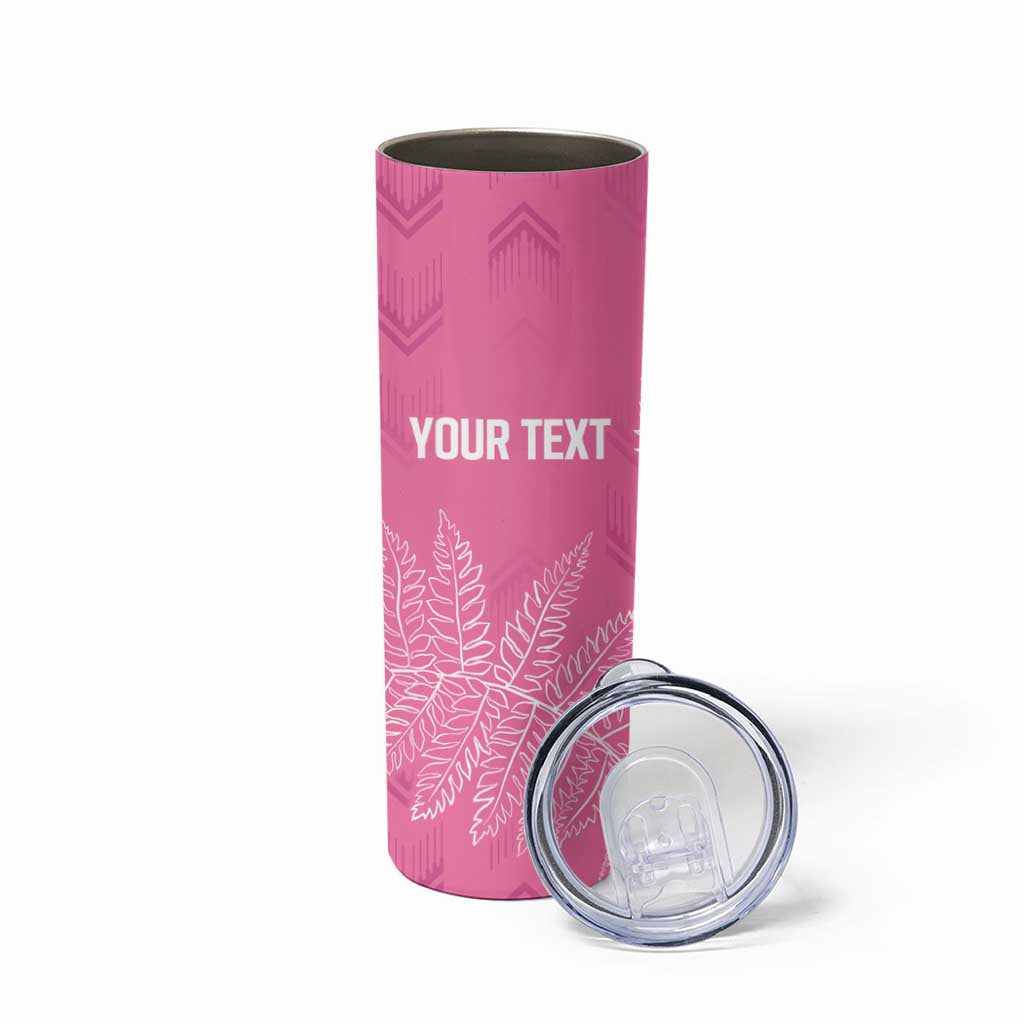 New Zealand Lawn Bowls Breast Cancer Personalized Skinny Tumbler Wrap-Around Silver Fern LT7 - Polynesian Pride