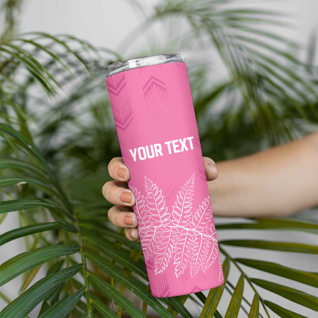 New Zealand Lawn Bowls Breast Cancer Personalized Skinny Tumbler Wrap-Around Silver Fern LT7 - Polynesian Pride
