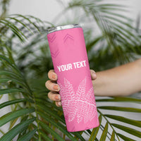New Zealand Lawn Bowls Breast Cancer Personalized Skinny Tumbler Wrap-Around Silver Fern LT7 - Polynesian Pride