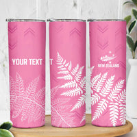 New Zealand Lawn Bowls Breast Cancer Personalized Skinny Tumbler Wrap-Around Silver Fern LT7 - Polynesian Pride