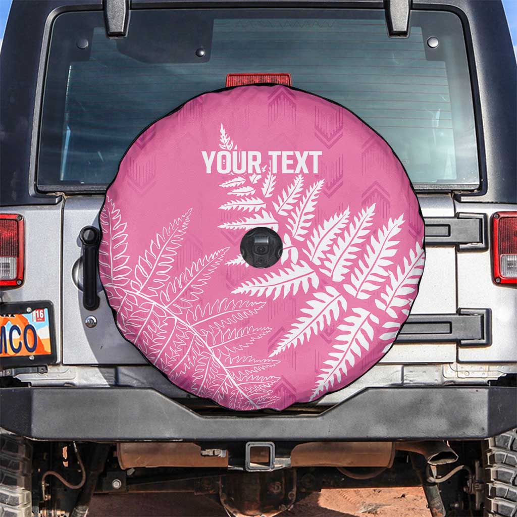 New Zealand Lawn Bowls Breast Cancer Personalized Spare Tire Cover Wrap-Around Silver Fern LT7 Pink - Polynesian Pride