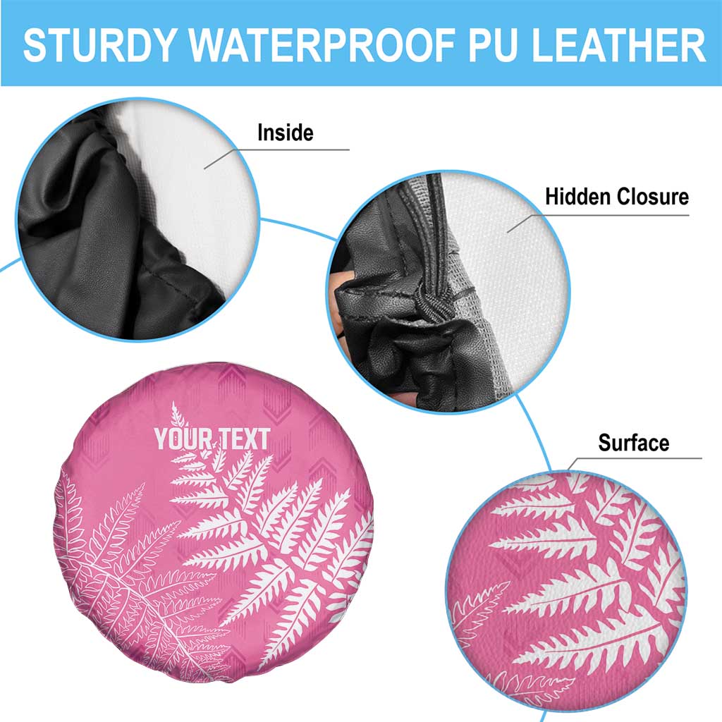 New Zealand Lawn Bowls Breast Cancer Personalized Spare Tire Cover Wrap-Around Silver Fern LT7 - Polynesian Pride