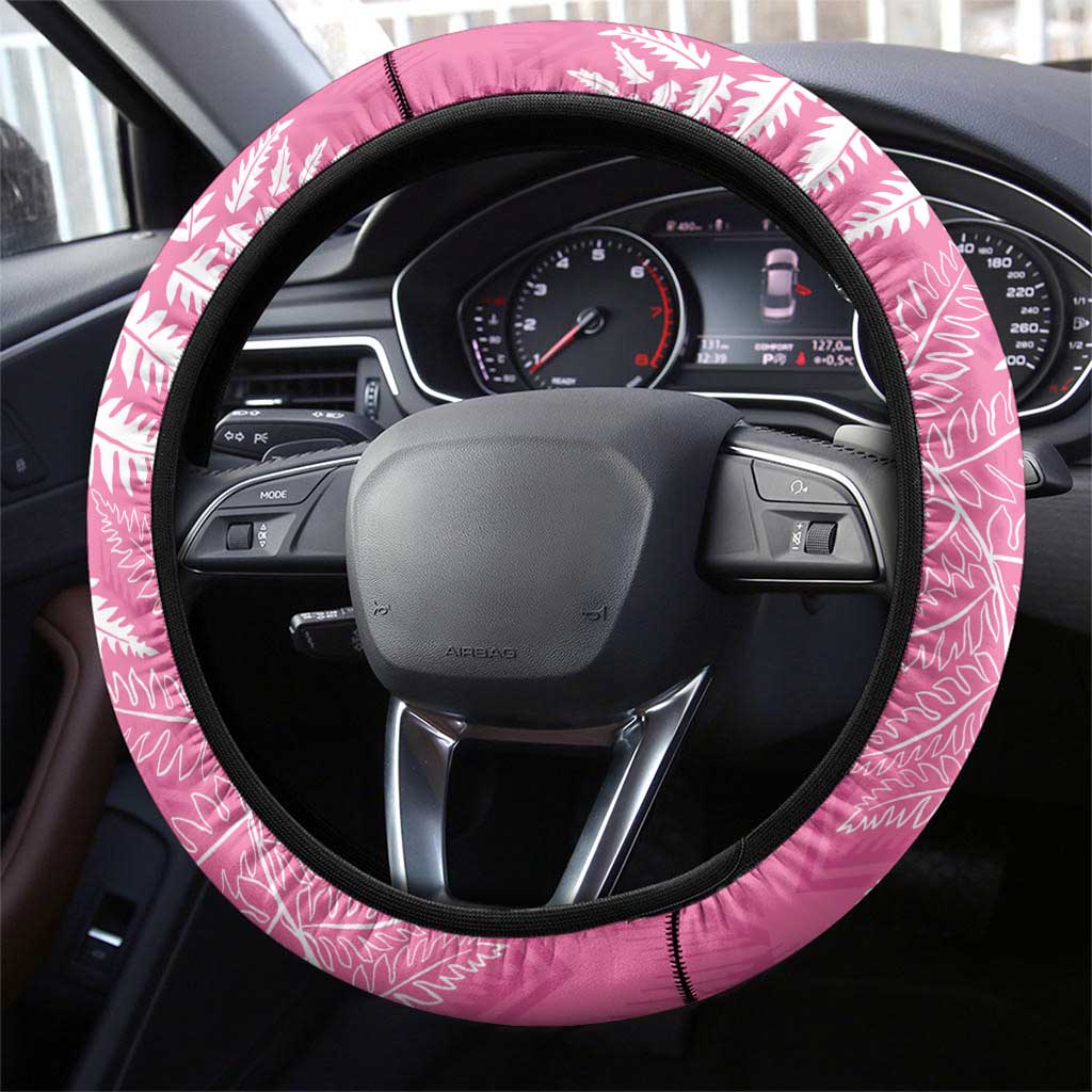 New Zealand Lawn Bowls Breast Cancer Steering Wheel Cover Wrap-Around Silver Fern LT7 - Polynesian Pride