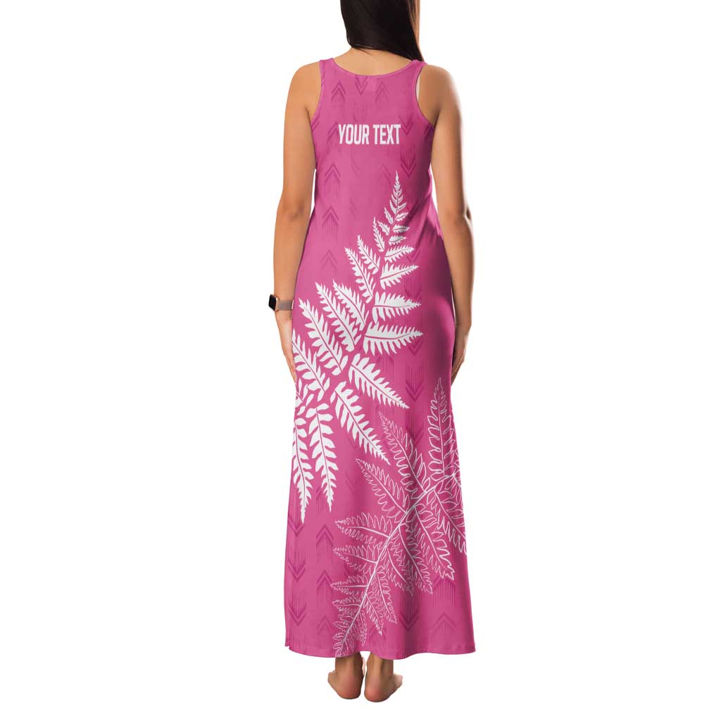 New Zealand Lawn Bowls Breast Cancer Personalized Tank Maxi Dress Wrap-Around Silver Fern LT7 - Polynesian Pride