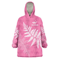 New Zealand Lawn Bowls Breast Cancer Personalized Wearable Blanket Hoodie Wrap-Around Silver Fern LT7 One Size Pink - Polynesian Pride