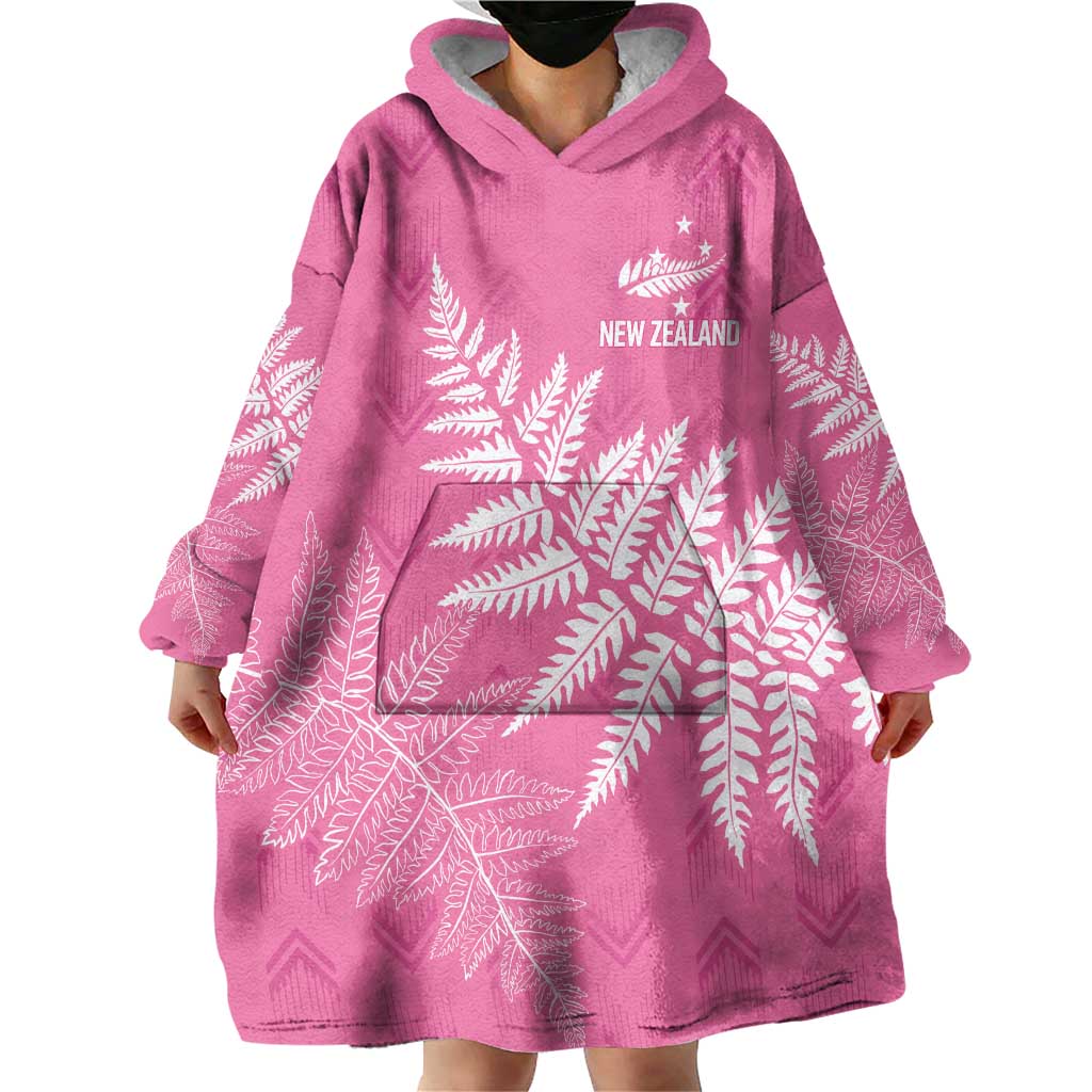 New Zealand Lawn Bowls Breast Cancer Personalized Wearable Blanket Hoodie Wrap-Around Silver Fern LT7 - Polynesian Pride