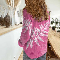 New Zealand Lawn Bowls Breast Cancer Personalized Women Casual Shirt Wrap-Around Silver Fern - Polynesian Pride