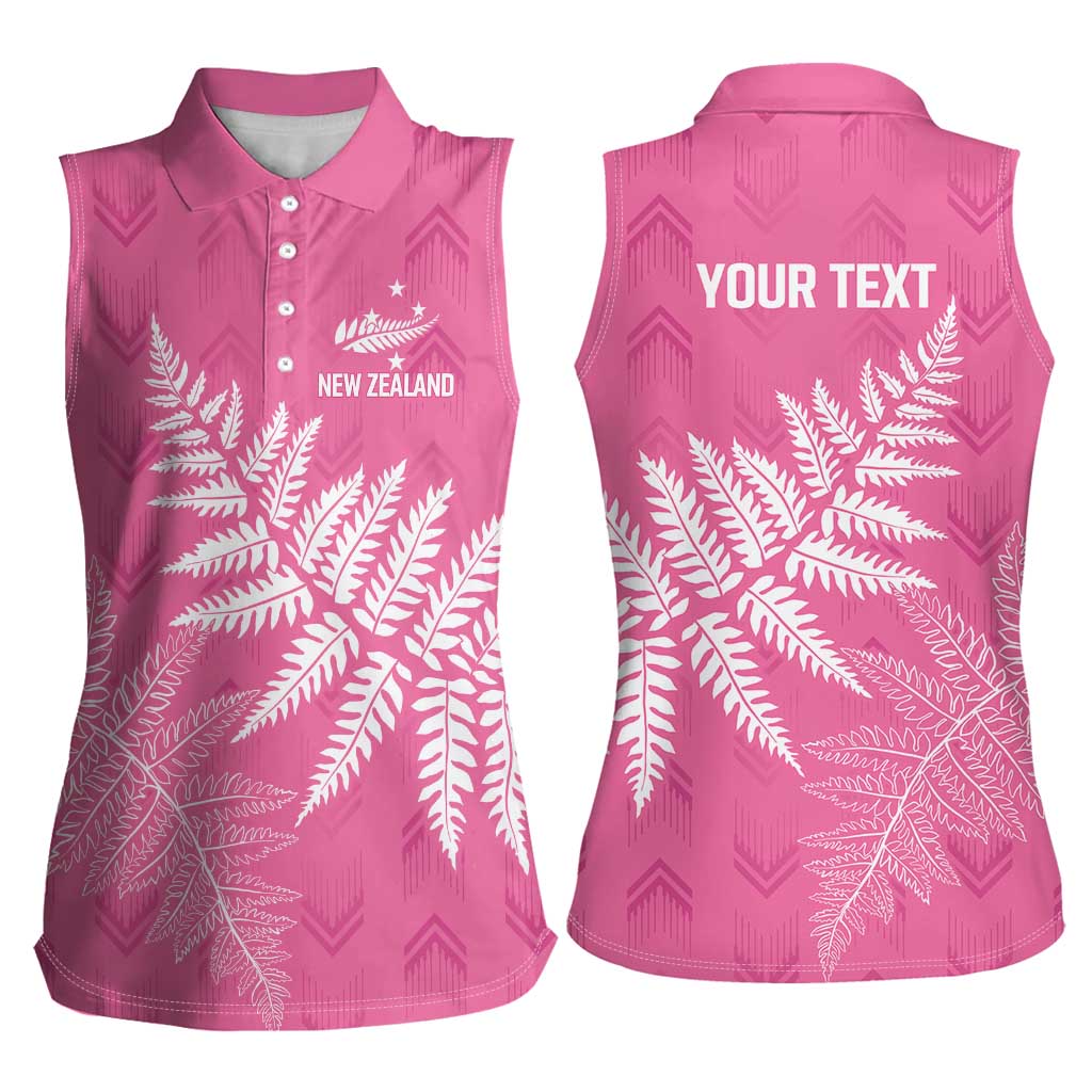 New Zealand Lawn Bowls Breast Cancer Personalized Women Sleeveless Polo Shirt Wrap-Around Silver Fern LT7 - Polynesian Pride